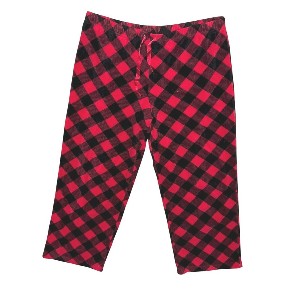 Sonoma Red & Black Checkered Capri Pajama Pants Sz Medium Womens Soft Cotton Ble